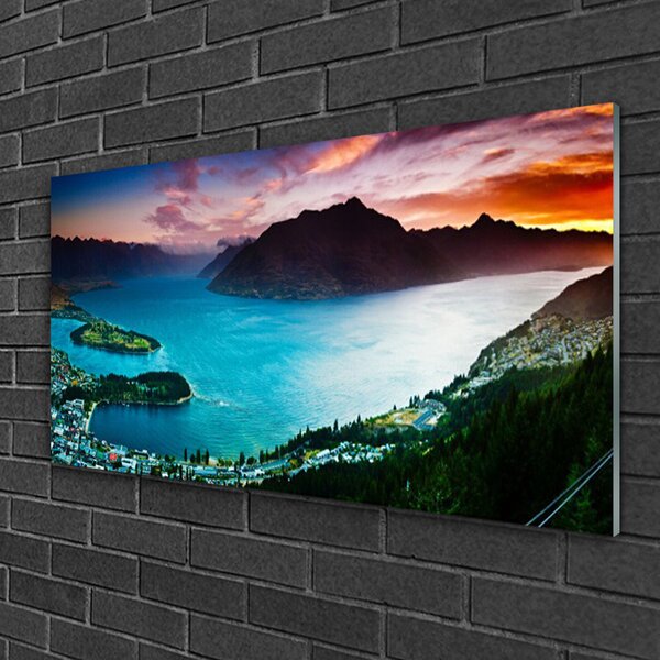 Quadro in vetro Paesaggio delle montagne della penisola 100x50 cm 2 appendini