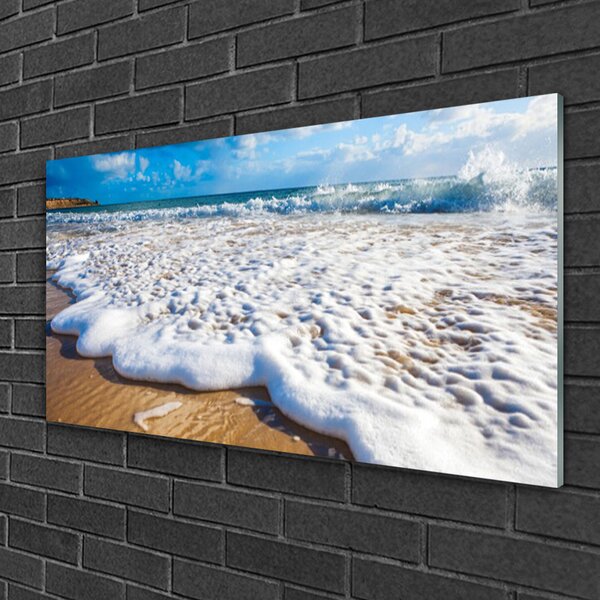 Quadro vetro Spiaggia Mare Sabbia Natura 100x50 cm 2 appendini