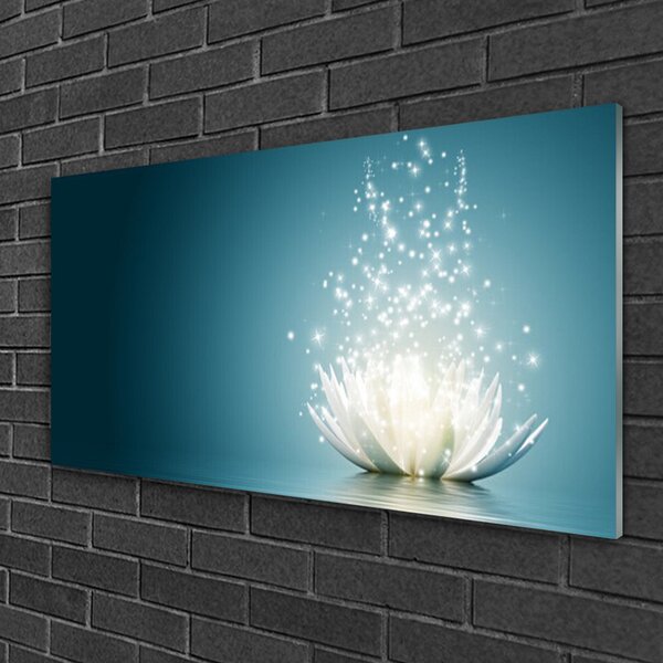 Quadro di vetro Fiore di loto Pianta 100x50 cm 2 appendini