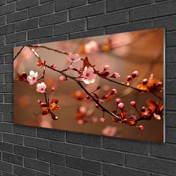 Quadro di vetro Fiore di frutteto per la stanza 100x50 cm 2 appendini