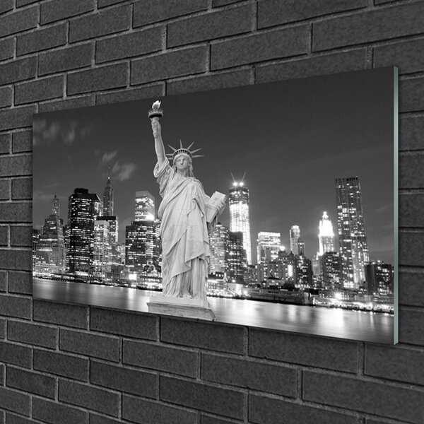 Quadro in vetro Statua della Libertà New York 100x50 cm 2 appendini
