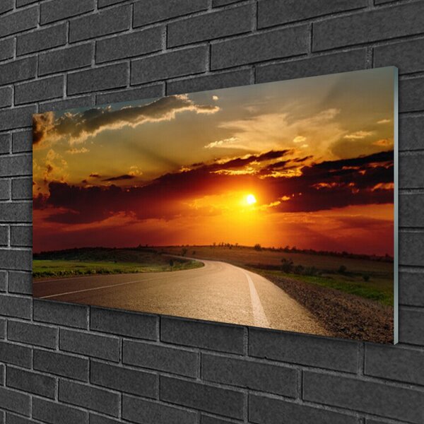 Quadro di vetro Strada Est Paesaggio 100x50 cm 2 appendini