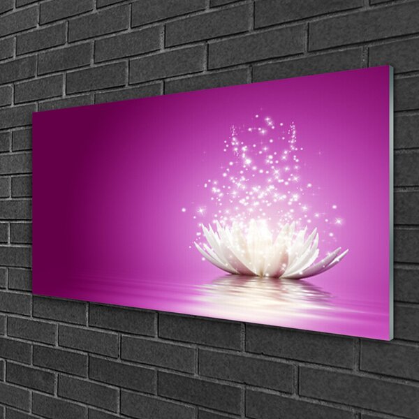 Quadro di vetro Fiore di loto 100x50 cm 2 appendini