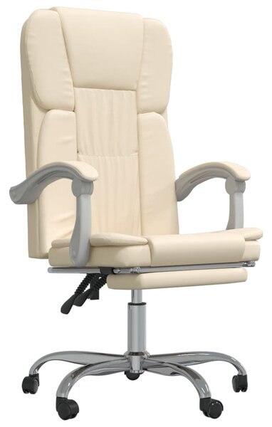 VidaXL Sedia da ufficio con funzione reclinabile in ecopelle crema