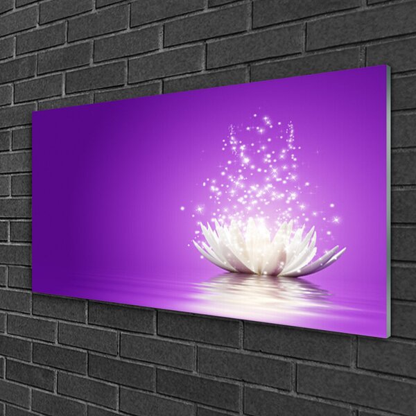 Quadro in vetro Fiore di loto 100x50 cm 2 appendini