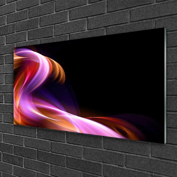 Quadro in vetro Arte astratta delle onde 100x50 cm 2 appendini