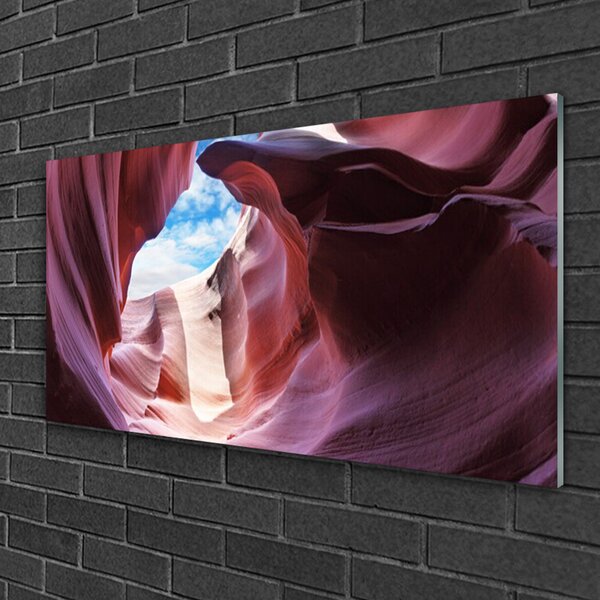 Quadro in vetro Arte dell'abbeveratoio del fiume Rock 100x50 cm 2 appendini