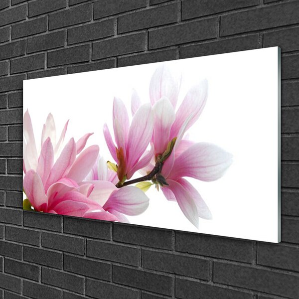 Quadro in vetro Fiore di magnolia 100x50 cm 2 appendini