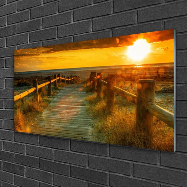 Quadro in vetro Architettura del tramonto 100x50 cm 2 appendini