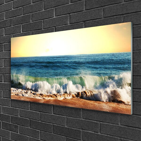 Quadro su vetro Paesaggio di Ocean Beach 100x50 cm 2 appendini