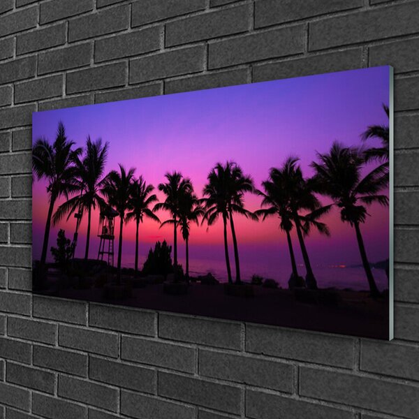 Quadro in vetro Palme Paesaggio 100x50 cm 2 appendini