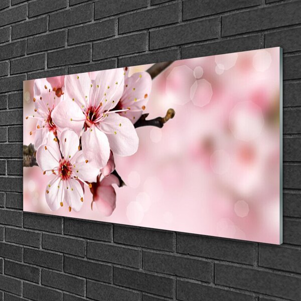 Quadro in vetro Fiori da parete 100x50 cm 2 appendini