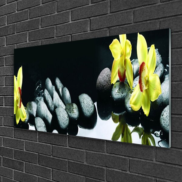 Quadro di vetro Fiore di orchidea 100x50 cm 2 appendini