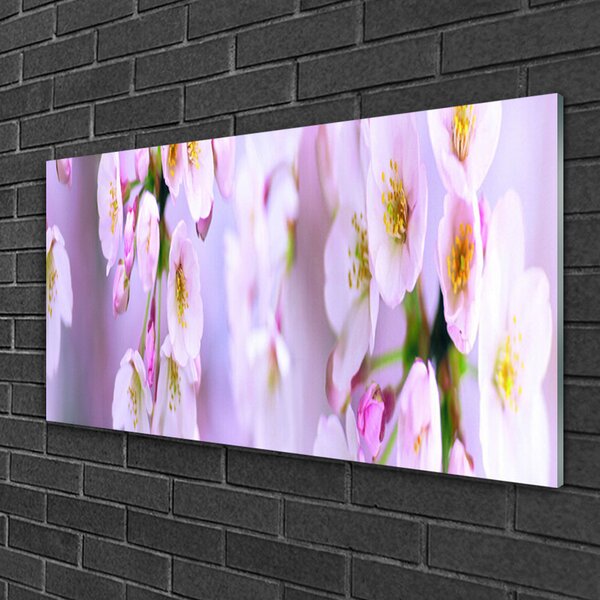 Quadro in vetro Fiori da parete 100x50 cm 2 appendini
