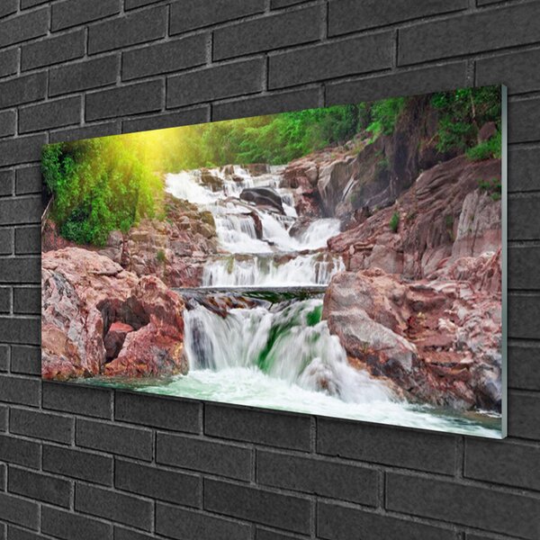 Quadro su vetro Cascata Natura 100x50 cm 2 appendini