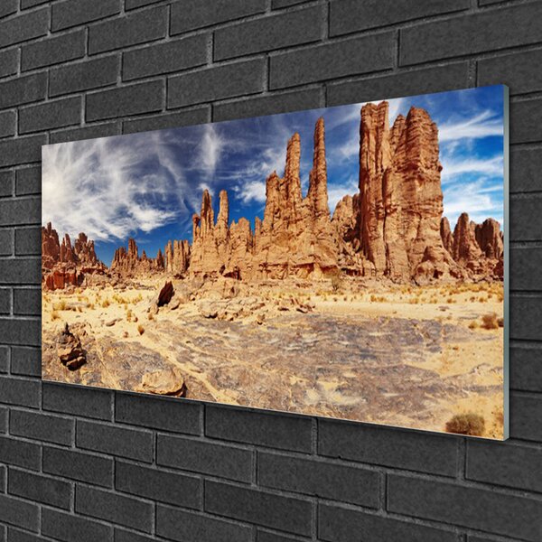 Quadro vetro Sabbia per paesaggi del deserto 100x50 cm 2 appendini