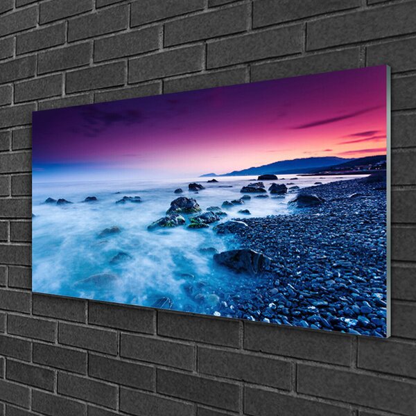 Quadro in vetro Paesaggio di Ocean Beach 100x50 cm 2 appendini