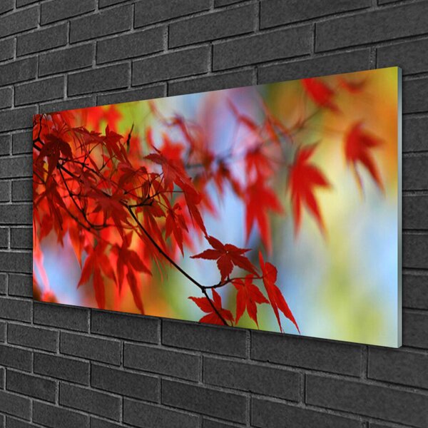 Quadro in vetro Foglie di natura 100x50 cm 2 appendini