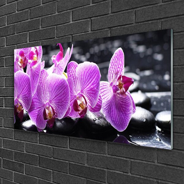 Quadro di vetro Fiore da parete 100x50 cm 2 appendini