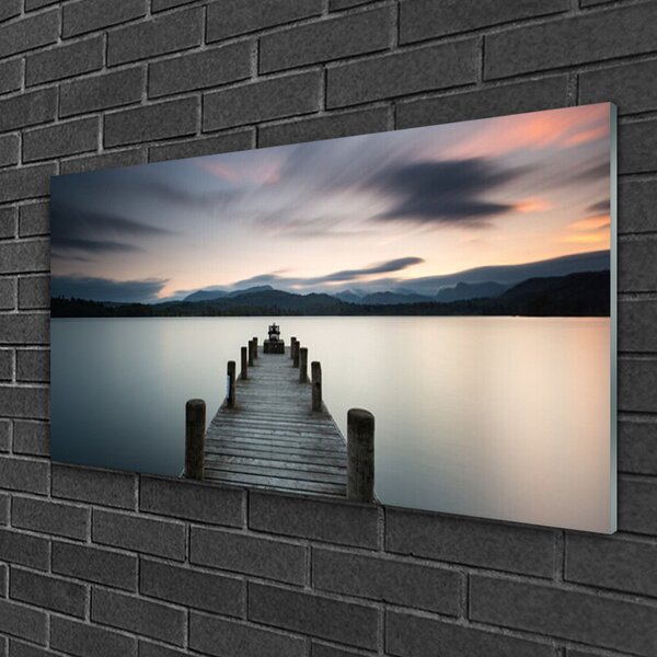 Quadro vetro Architettura del mare a ponte 100x50 cm 2 appendini