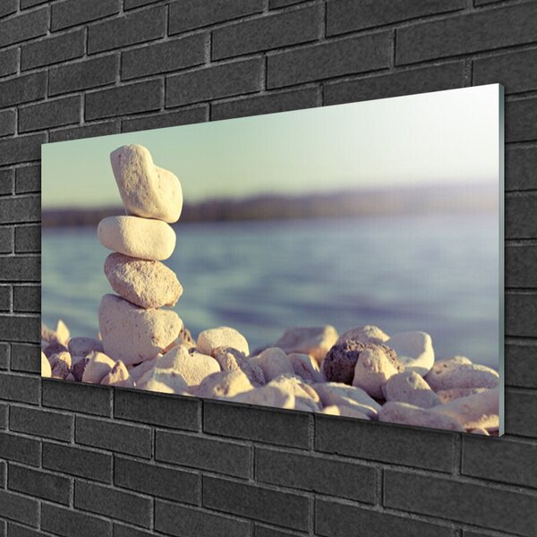 Quadro su vetro Pietre per il muro 100x50 cm 2 appendini