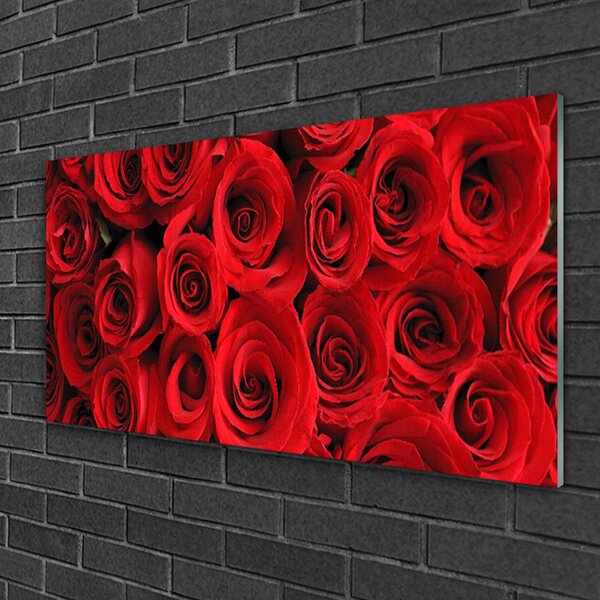 Quadro in vetro Fiori di rose 100x50 cm 2 appendini