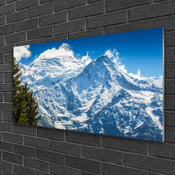 Quadro vetro Paesaggio di alberi di montagna 100x50 cm 2 appendini