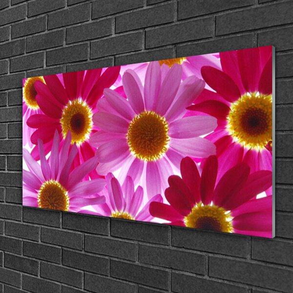 Quadro in vetro Fiori da parete 100x50 cm 2 appendini