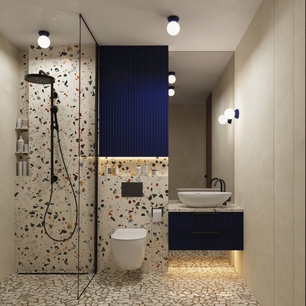 Lampada da parete blu in ceramica ø 12 cm Farsa – Sollux