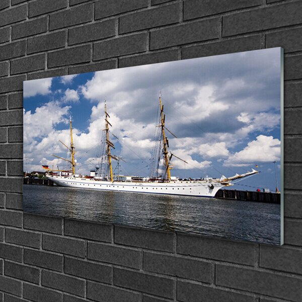 Quadro in vetro Barca Acqua Paesaggio 100x50 cm 2 appendini