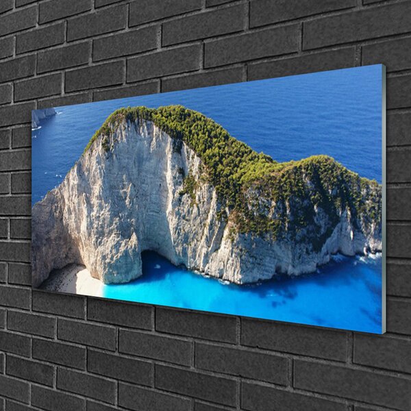 Quadro di vetro Rocce Mare Paesaggio 100x50 cm 2 appendini
