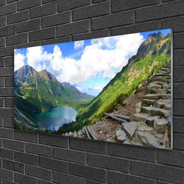Quadro vetro Paesaggio montano 100x50 cm 2 appendini
