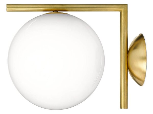 Applique da parete FLOS, IC C/W1, dimmerabile, Dorato / Ottone, Soggiorno, Vetro, Design