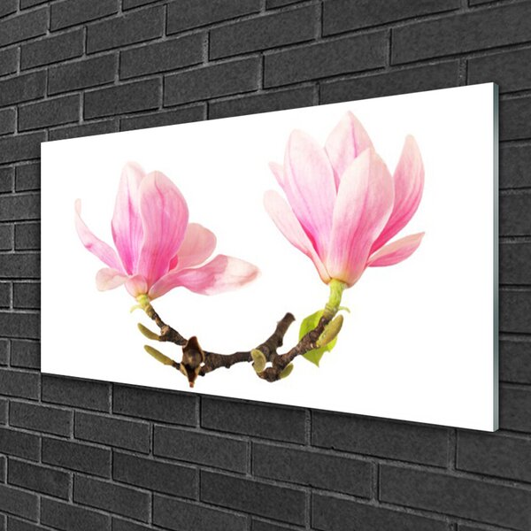 Quadro in vetro Fiori da parete 100x50 cm 2 appendini