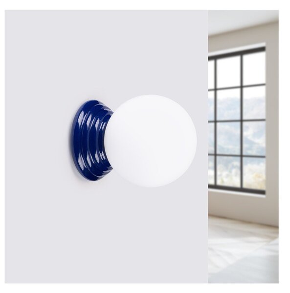 Lampada da parete blu in ceramica ø 12 cm Farsa – Sollux