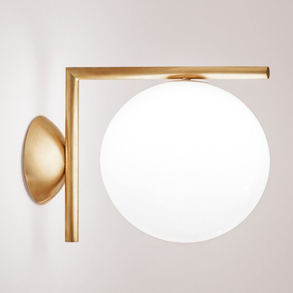 Applique da parete FLOS, IC C/W1, dimmerabile, Dorato / Ottone, Soggiorno, Vetro, Design