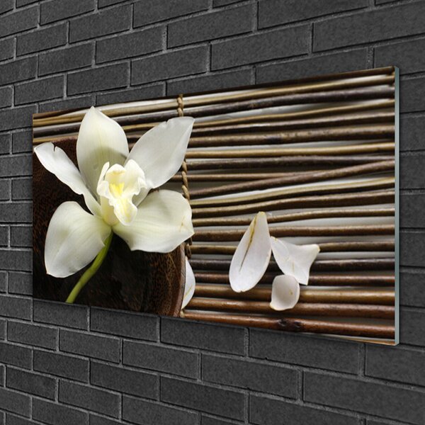 Quadro in vetro Fiore da parete 100x50 cm 2 appendini