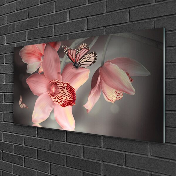 Quadro di vetro Fiori da parete 100x50 cm 2 appendini