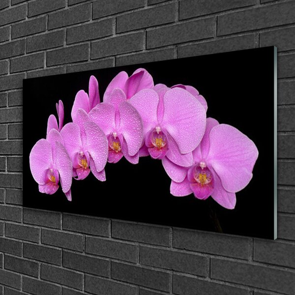 Quadro in vetro Fiori da parete 100x50 cm 2 appendini