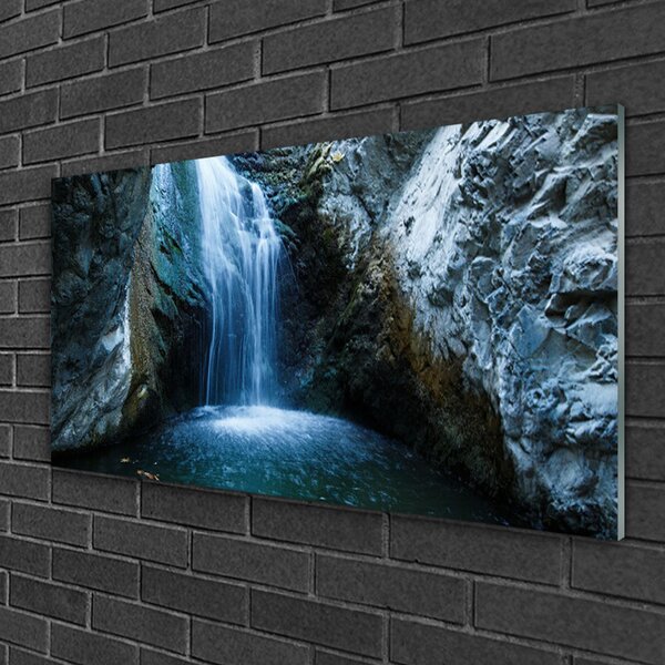 Quadro vetro Cascata Natura 100x50 cm 2 appendini