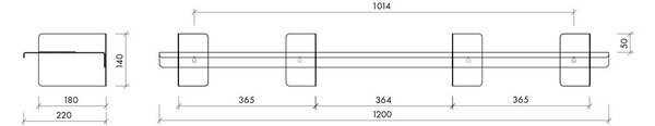 Mensola argentata in metallo 120 cm Tivo – noo.ma