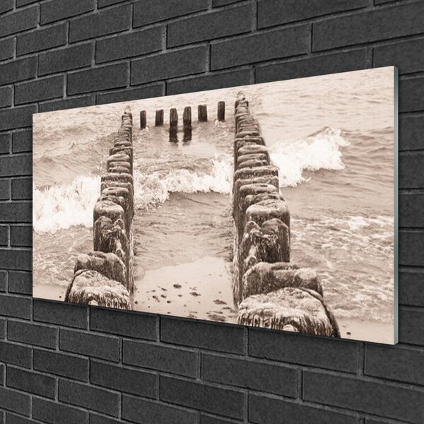 Quadro in vetro Ocean Beach Architettura 100x50 cm 2 appendini