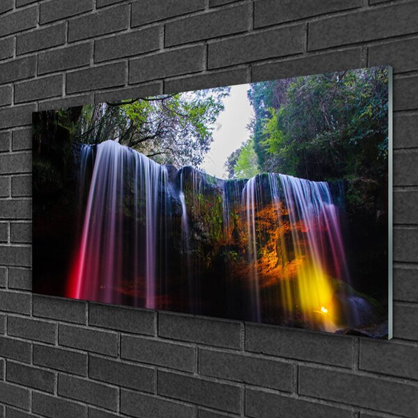 Quadro in vetro Cascata Natura 100x50 cm 2 appendini