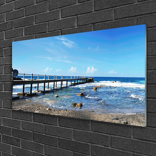 Quadro vetro Paesaggio di Ocean Beach 100x50 cm 2 appendini