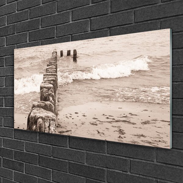 Quadro di vetro Spiaggia del mare Architettura 100x50 cm 2 appendini
