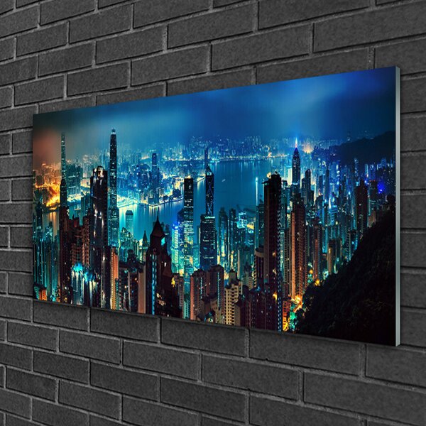 Quadro in vetro Case di città 100x50 cm 2 appendini