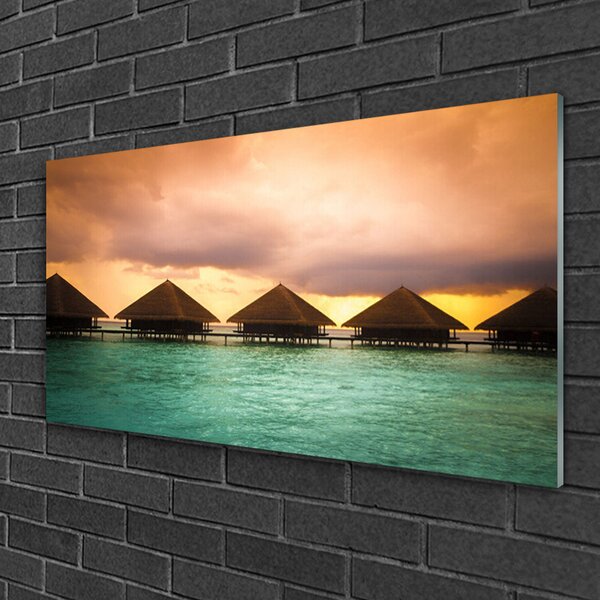 Quadro in vetro Mare Architettura Acqua 100x50 cm 2 appendini