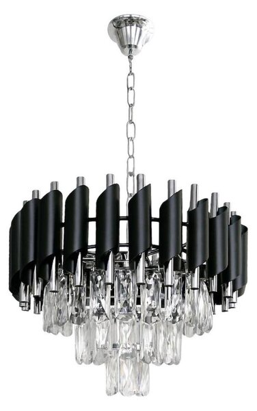 Lampadario a catena CRISTAL 5xE14/10W/230V nero/cromo opaco
