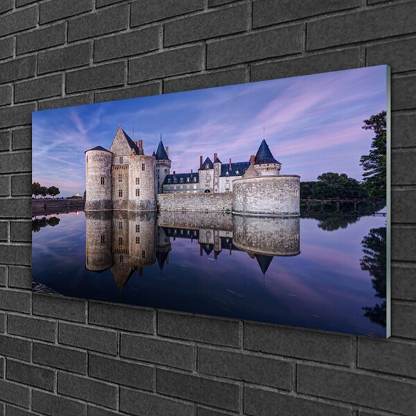Quadro vetro Architettura del castello d'acqua 100x50 cm 2 appendini