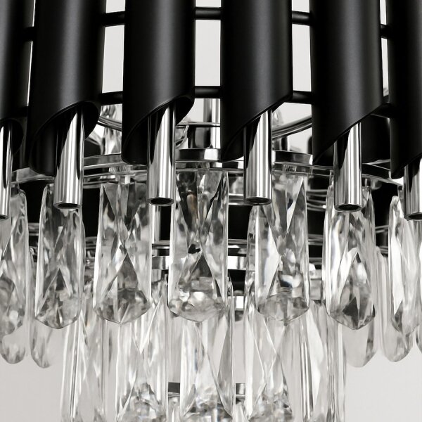 Lampadario a catena CRISTAL 5xE14/10W/230V nero/cromo opaco